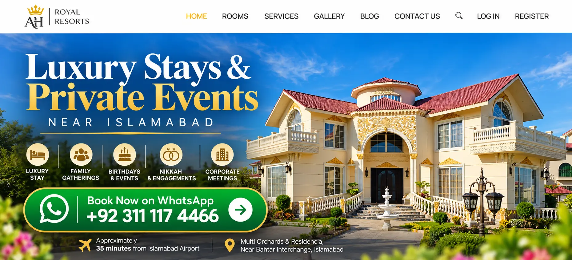 Luxury stays and private events near Islamabad at AH Royal Resort
